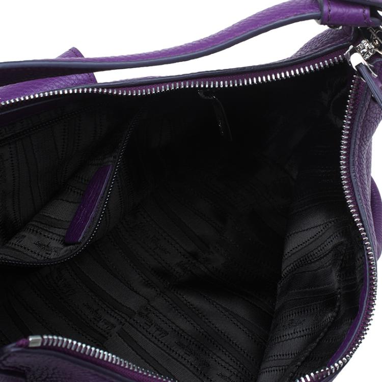 Pre Owned Salvatore Ferragamo Purple Pebbled Calf Leather Fanisa Hobo