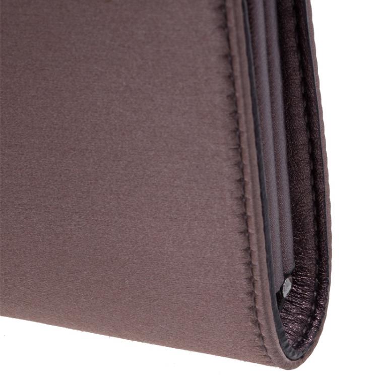 Pre Owned Salvatore Ferragamo Taupe Satin Musa Evening Clutch