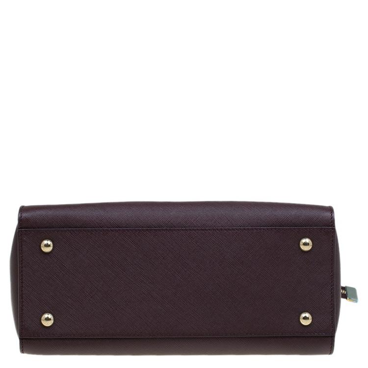 Pre Owned Salvatore Ferragamo Burgundy Leather Small Beky Tote