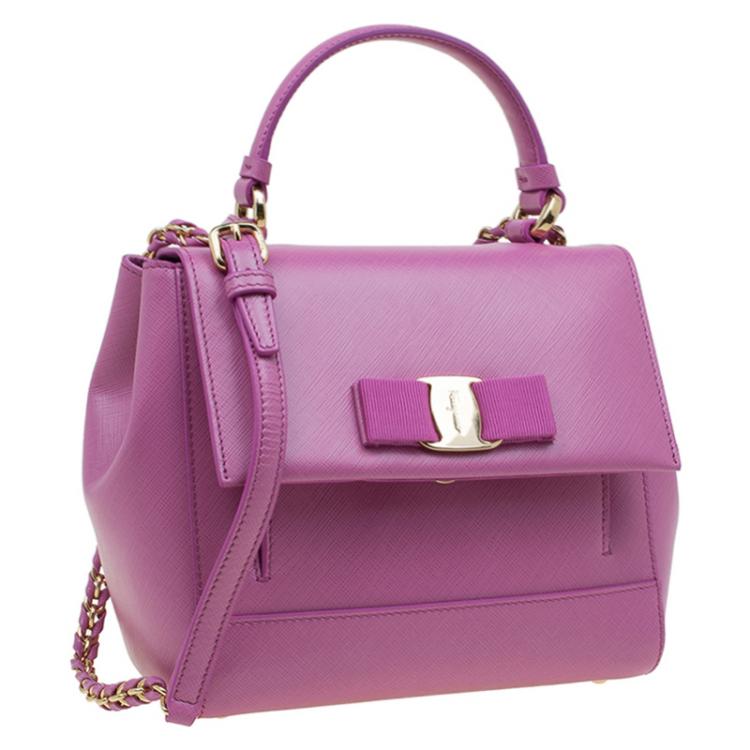 مملوكة مسبقًا Salvatore Ferragamo Anemon Pink Leather Carrie Top Handle Bag