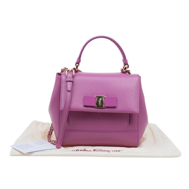 مملوكة مسبقًا Salvatore Ferragamo Anemon Pink Leather Carrie Top Handle Bag