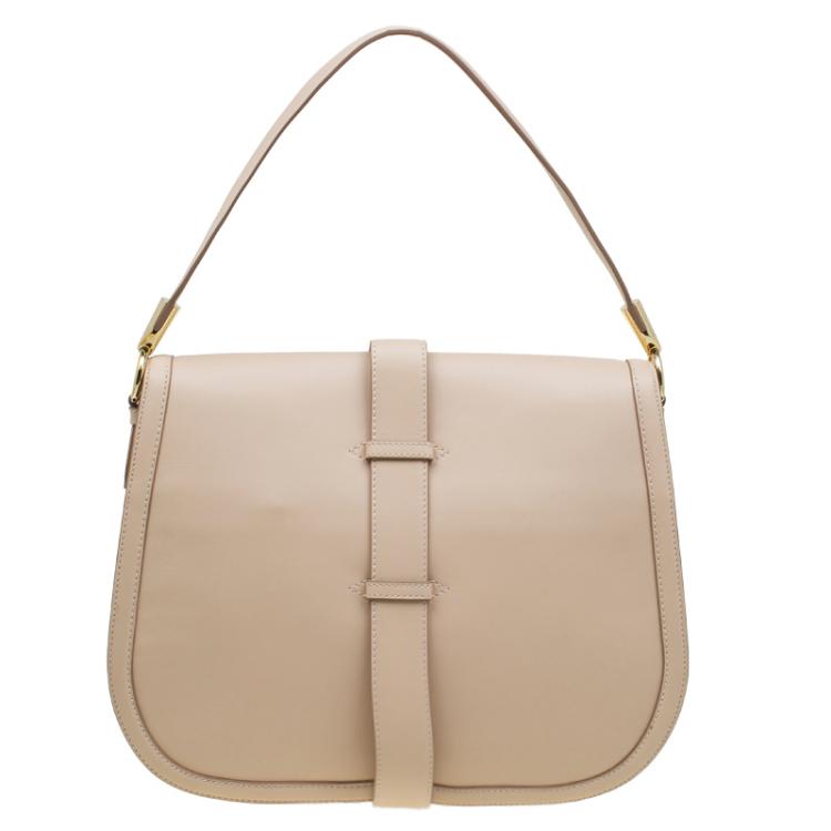 Pre Owned Salvatore Ferragamo Beige Leather Elly Shoulder Bag