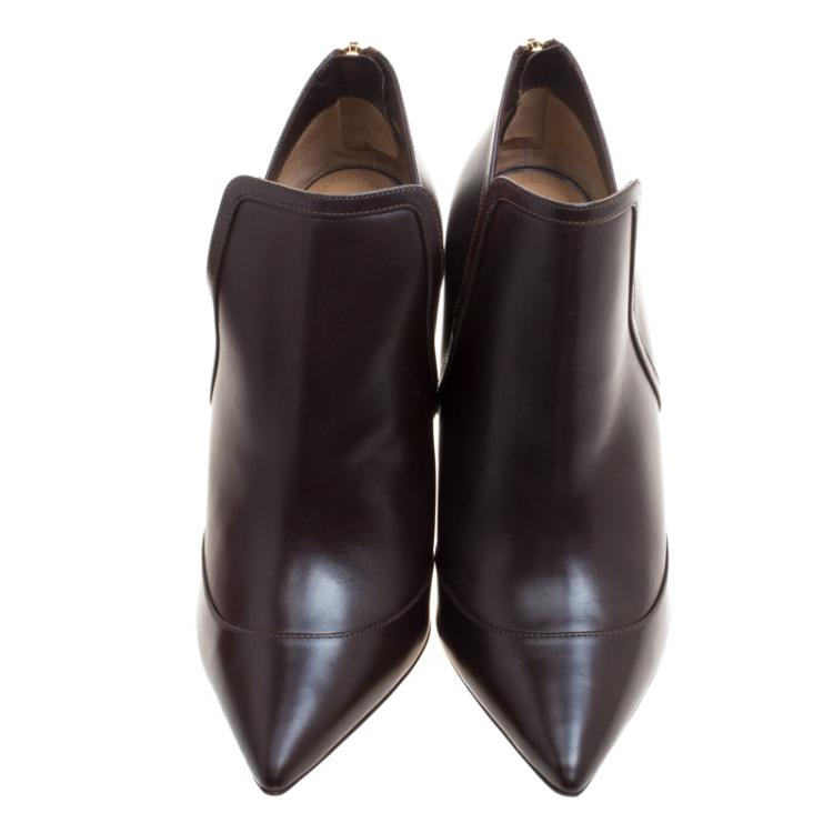مملوكة مسبقًا Salvatore Ferragamo Brown Leather Nume Glass Booties Size 38.5
