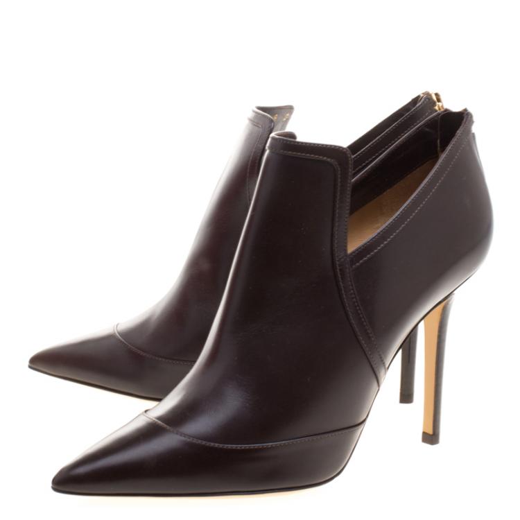 مملوكة مسبقًا Salvatore Ferragamo Brown Leather Nume Glass Booties Size 38.5