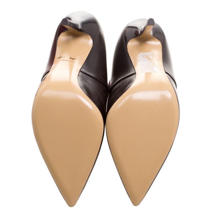 مملوكة مسبقًا Salvatore Ferragamo Brown Leather Nume Glass Booties Size 38.5