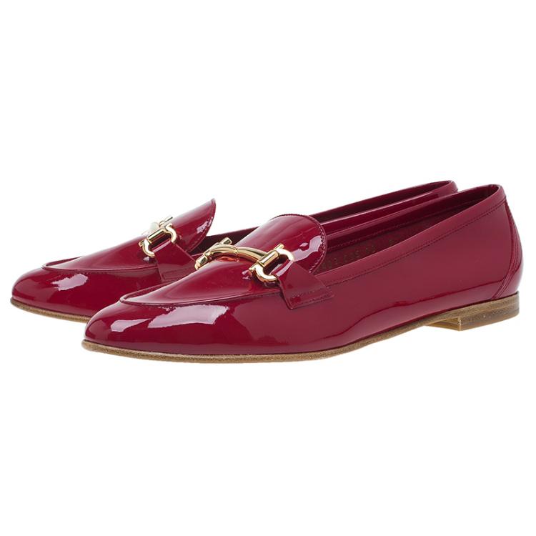 مملوكة مسبقًا Salvatore Ferragamo Red Patent Loafers Size 40.5