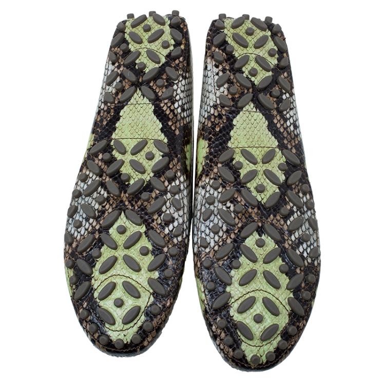 Pre Owned Salvatore Ferragamo Multicolor Python Print Saba Loafers Size 41.5