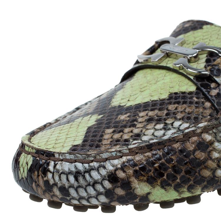Pre Owned Salvatore Ferragamo Multicolor Python Print Saba Loafers Size 41.5