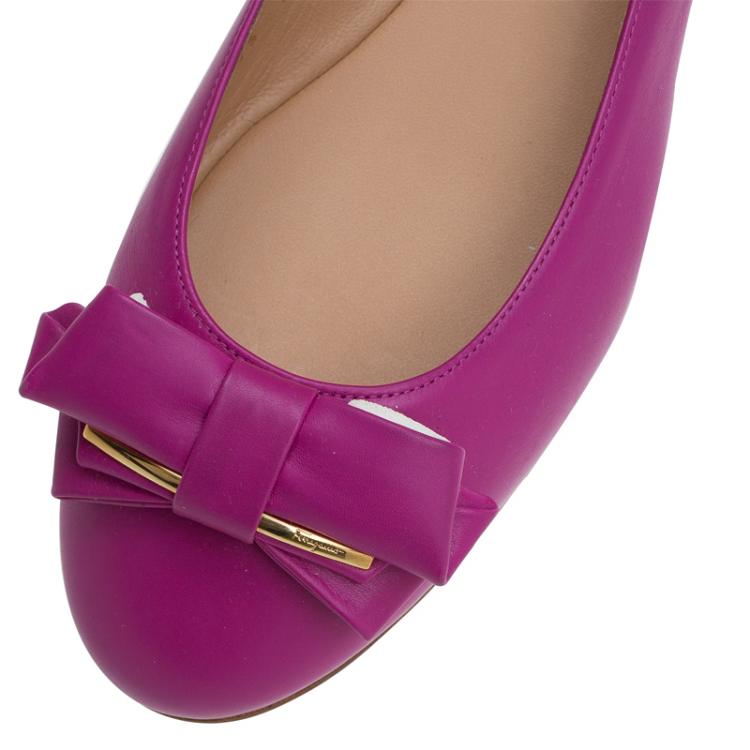 Pre Owned Salvatore Ferragamo Pink Leather Rubia Ballet Flats Size 40.5