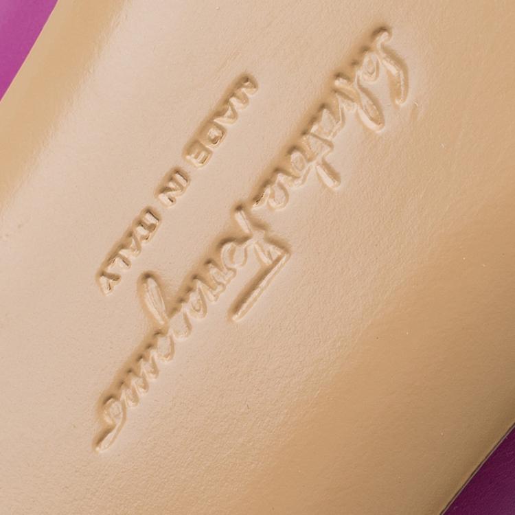 Pre Owned Salvatore Ferragamo Pink Leather Rubia Ballet Flats Size 40.5