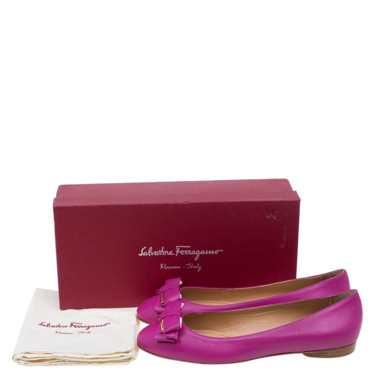 Pre Owned Salvatore Ferragamo Pink Leather Rubia Ballet Flats Size 40.5