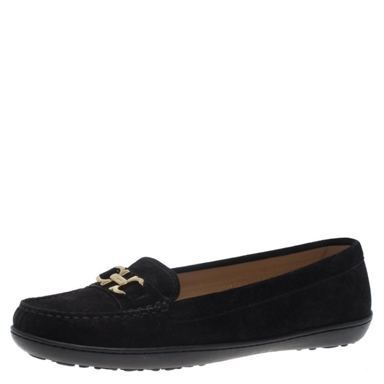 Pre Owned Salvatore Ferragamo Black Suede Saba Gancio Bit Loafers Size 40.5