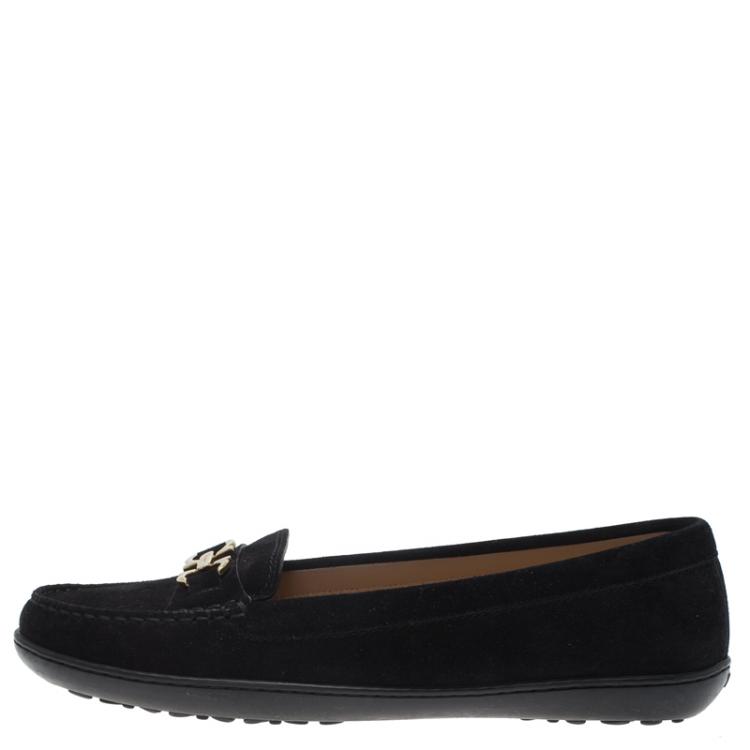 Pre Owned Salvatore Ferragamo Black Suede Saba Gancio Bit Loafers Size 40.5