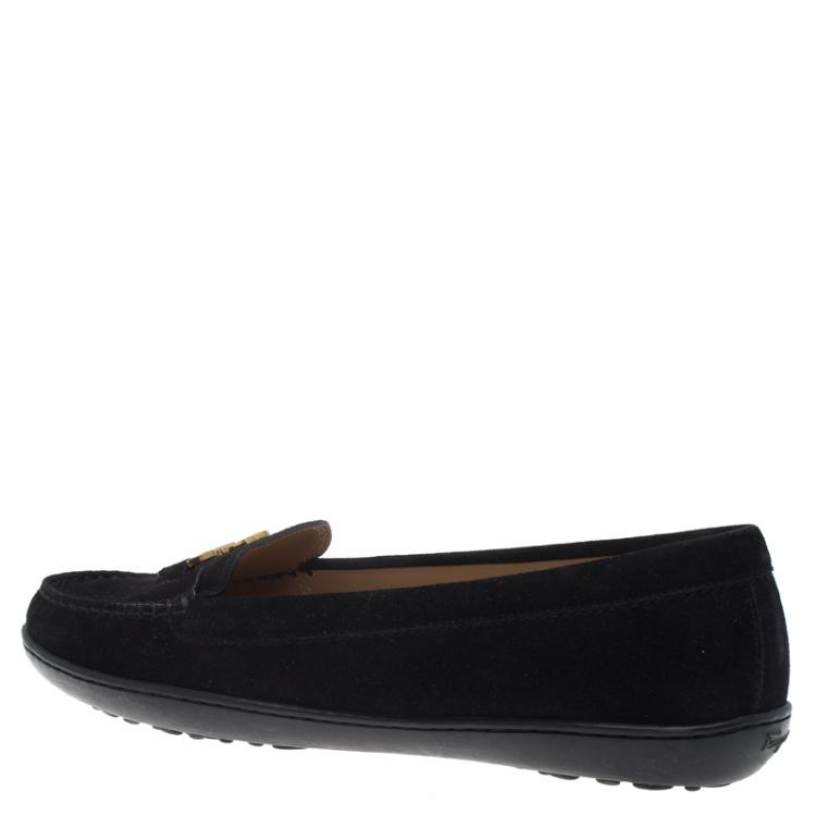 Pre Owned Salvatore Ferragamo Black Suede Saba Gancio Bit Loafers Size 40.5