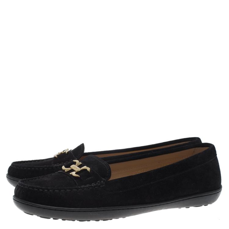 Pre Owned Salvatore Ferragamo Black Suede Saba Gancio Bit Loafers Size 40.5