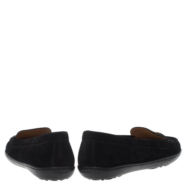 Pre Owned Salvatore Ferragamo Black Suede Saba Gancio Bit Loafers Size 40.5