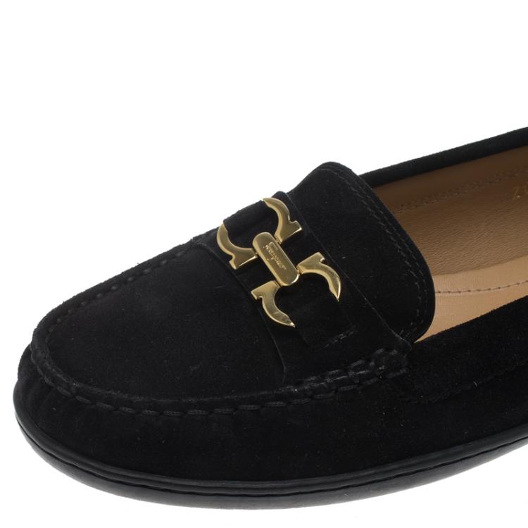 Pre Owned Salvatore Ferragamo Black Suede Saba Gancio Bit Loafers Size 40.5