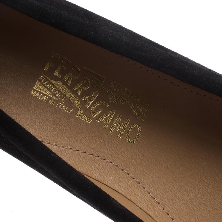 Pre Owned Salvatore Ferragamo Black Suede Saba Gancio Bit Loafers Size 40.5