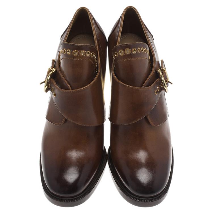 Pre Owned Salvatore Ferragamo Brown Leather Nevers Boots Size 39.5