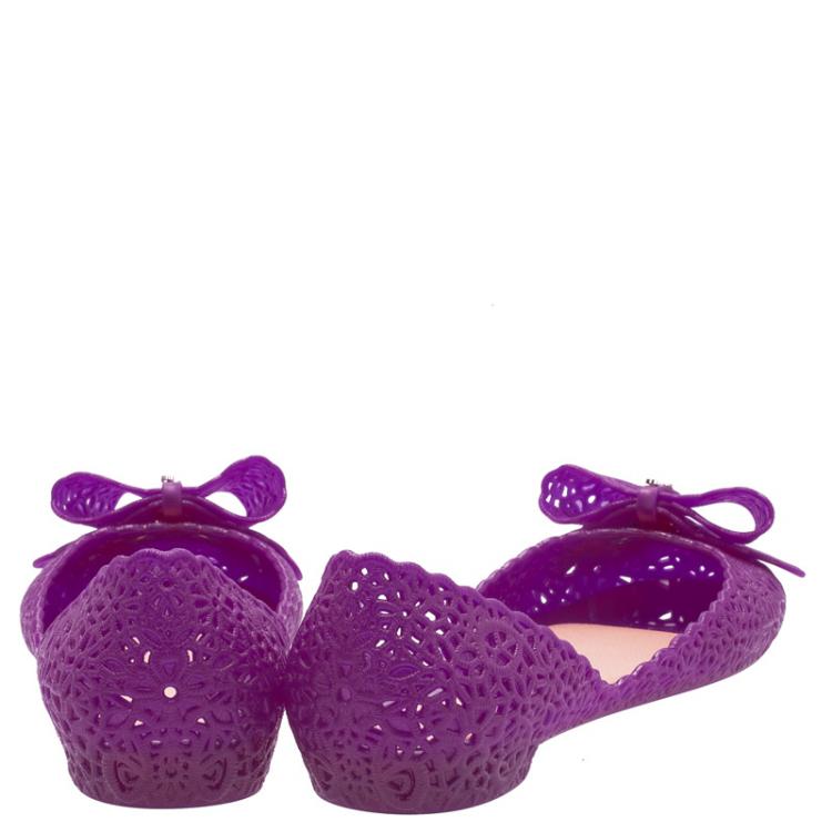 Pre Owned Salvatore Ferragamo Purple Nilly Jelly Bow Ballet Flats Size 40.5