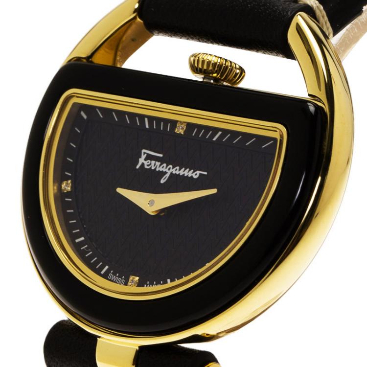 Pre Owned Salvatore Ferragamo Black Stainless Steel FG5010014 Women's Wristwatch 36MM
