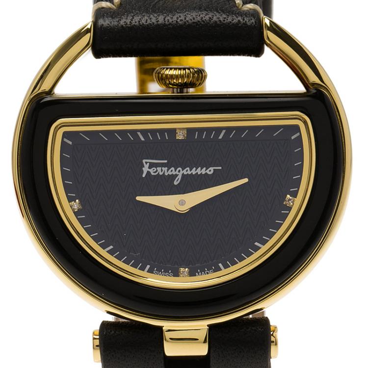 Pre Owned Salvatore Ferragamo Black Stainless Steel FG5010014 Women's Wristwatch 36MM