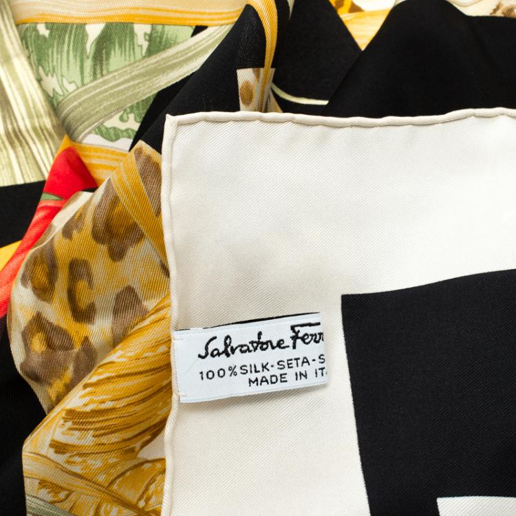 Pre Owned Salvatore Ferragamo Floral Printed Silk Square Scarf