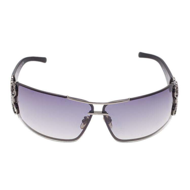 Pre Owned Salvatore Ferragamo Black 2956 Shield Sunglasses