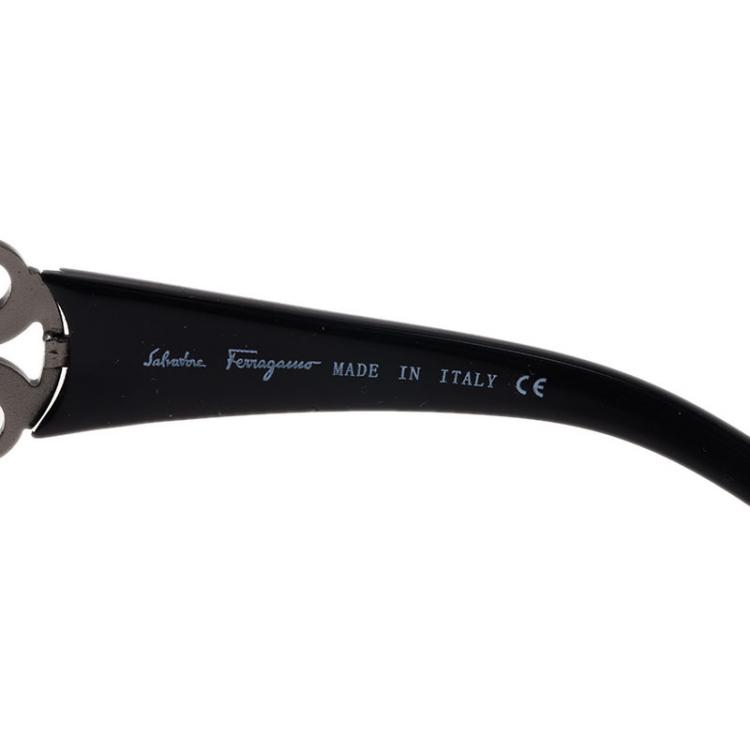 Pre Owned Salvatore Ferragamo Black 2956 Shield Sunglasses