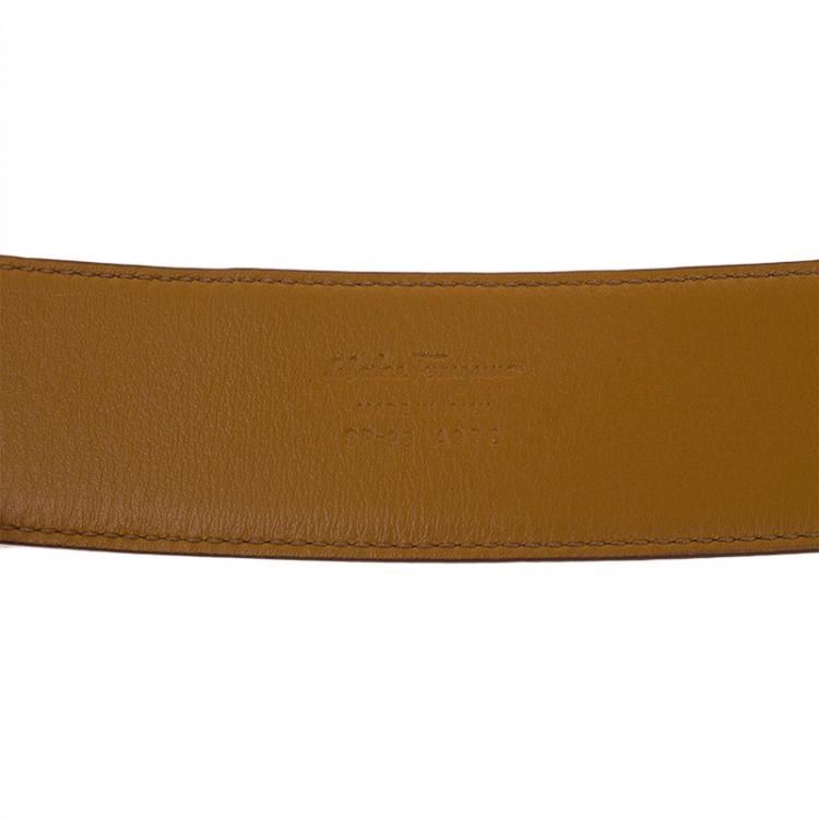 Pre Owned Salvatore Ferragamo Brown Leather Belt 80 CM