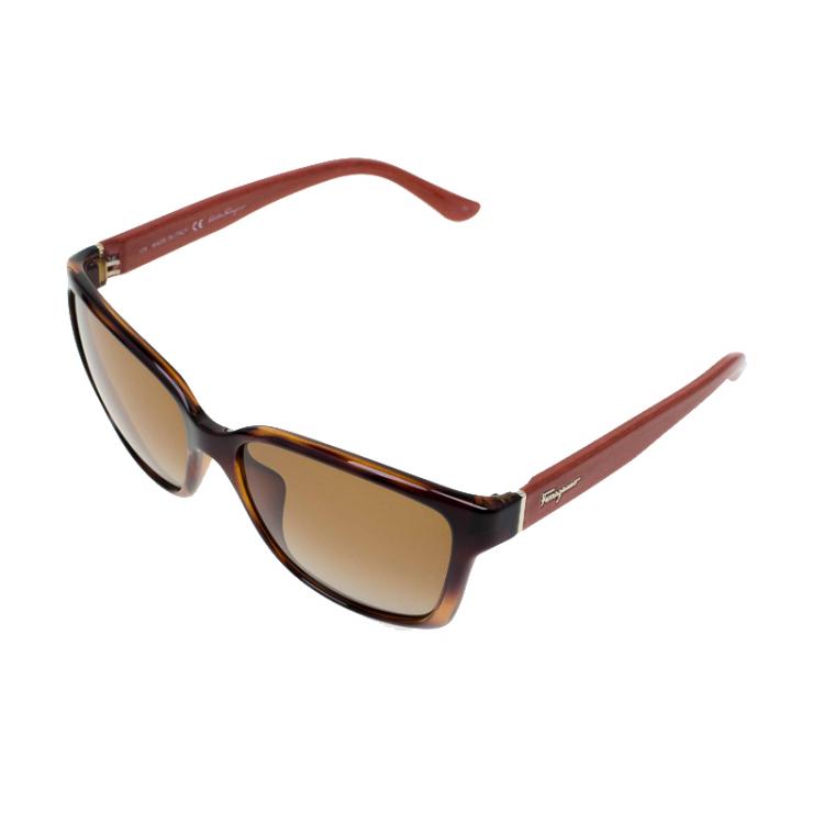 Pre Owned Salvatore Ferragamo Tortoise and Red SF716S Wayfarer Sunglasses