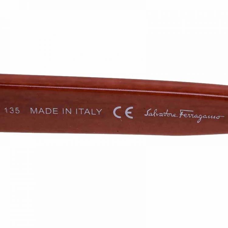 Pre Owned Salvatore Ferragamo Tortoise and Red SF716S Wayfarer Sunglasses