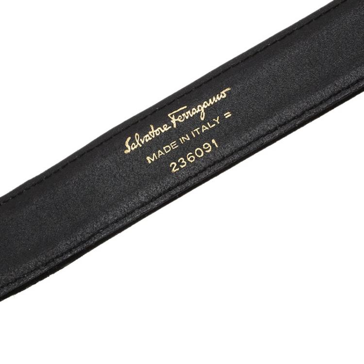 Pre Owned Salvatore Ferragamo Black Suede Gancini Buckle Belt 80 CM