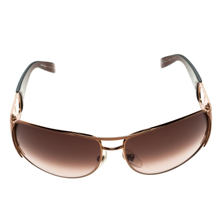 Pre Owned Salvatore Ferragamo Brown SF1174-B Aviator Sunglasses