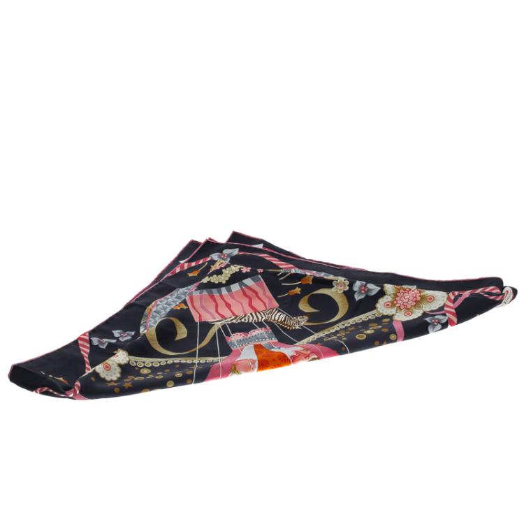 Pre Owned Salvatore Ferragamo Multicolor Hot Air Balloon Print Silk Square Scarf