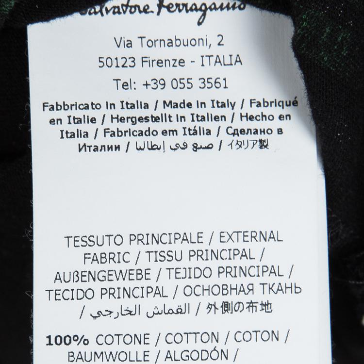 Pre Owned Salvatore Ferragamo Black Cotton Floral Printed Contrast Trim Short Sleeve Top S