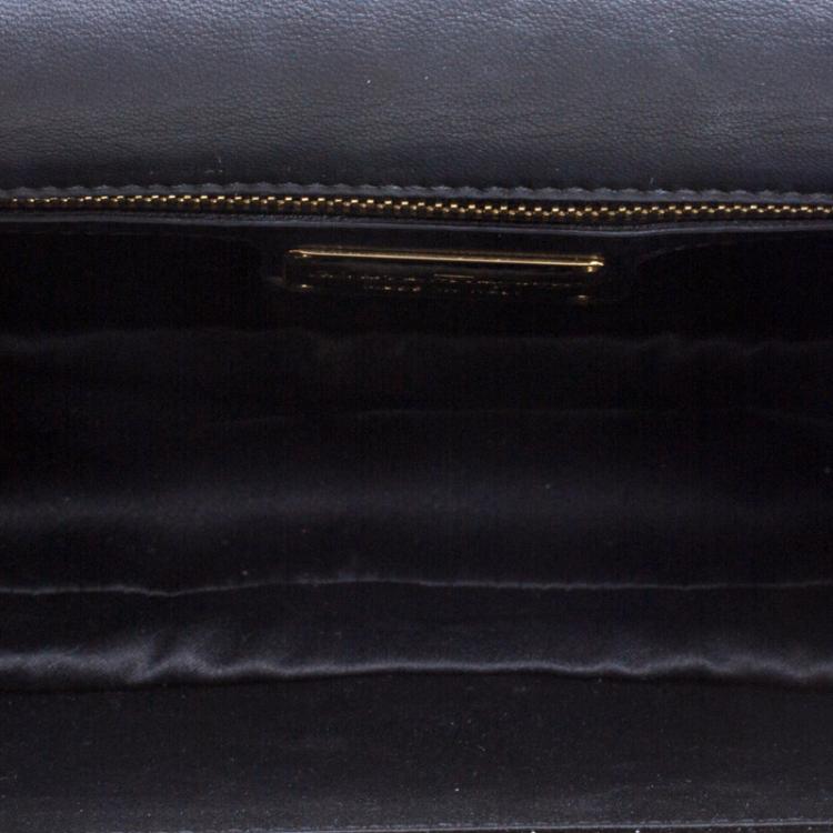Pre Owned Salvatore Ferragamo Black Glitter Ginny Shoulder Bag