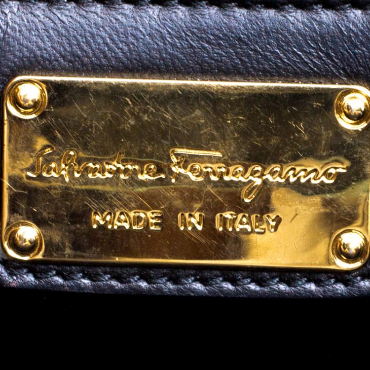 Pre Owned Salvatore Ferragamo Black Glitter Ginny Shoulder Bag