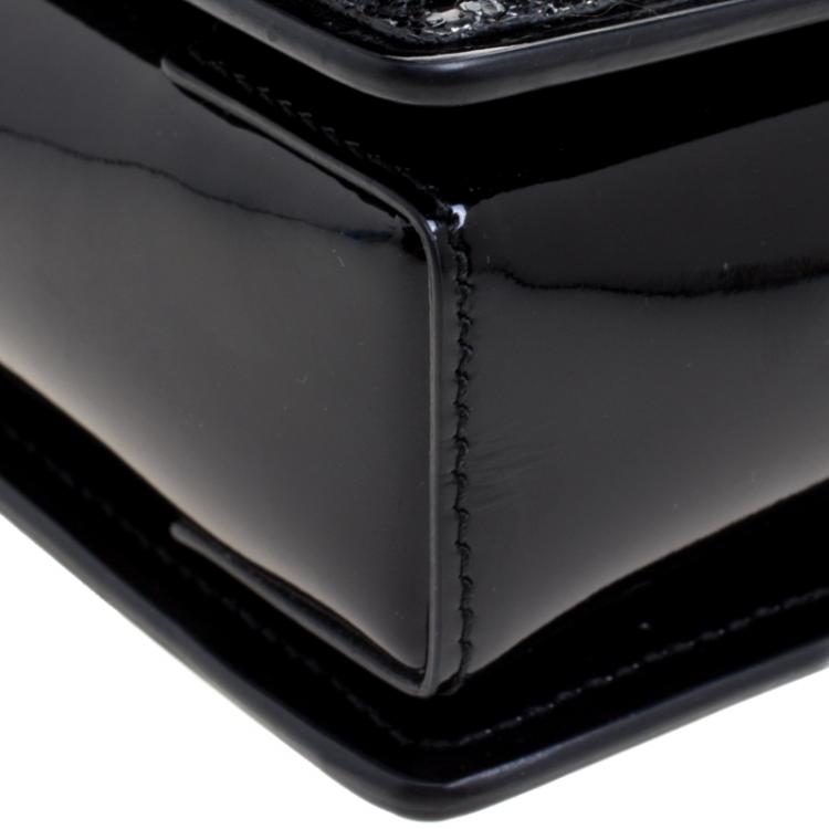 Pre Owned Salvatore Ferragamo Black Glitter Ginny Shoulder Bag