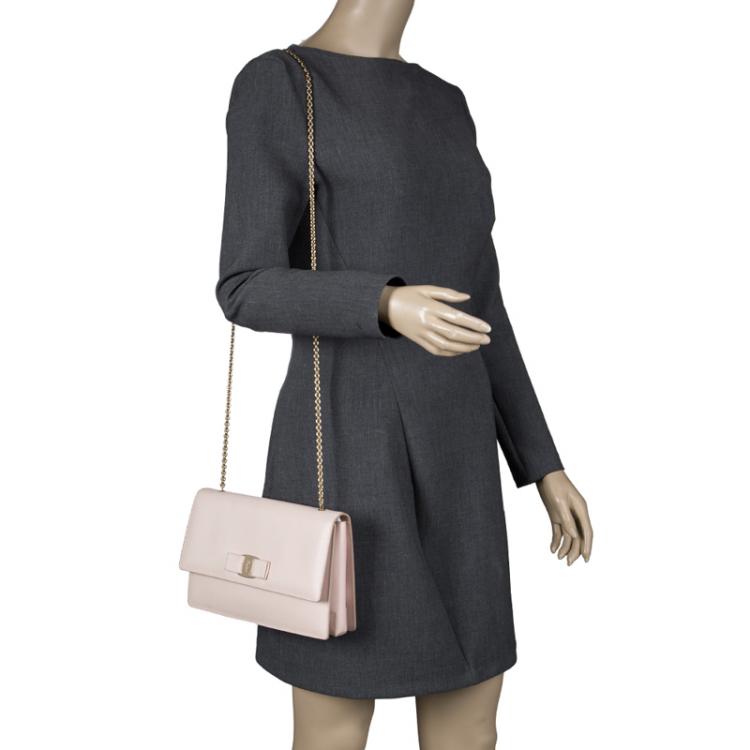 Pre Owned Salvatore Ferragamo Blush Pink Leather Ginny Shoulder Bag
