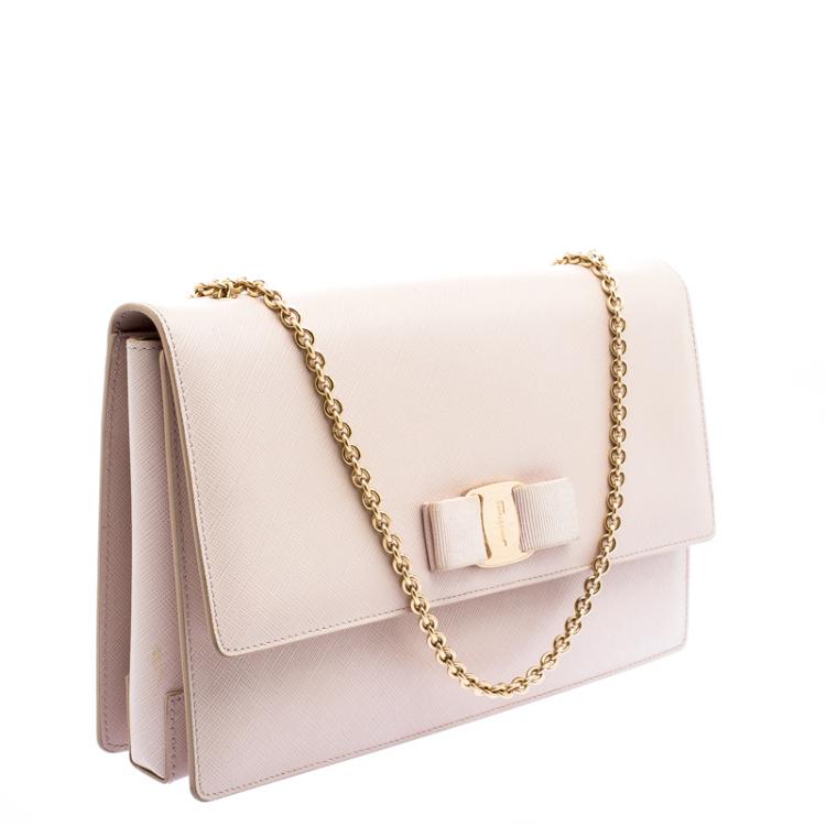Pre Owned Salvatore Ferragamo Blush Pink Leather Ginny Shoulder Bag