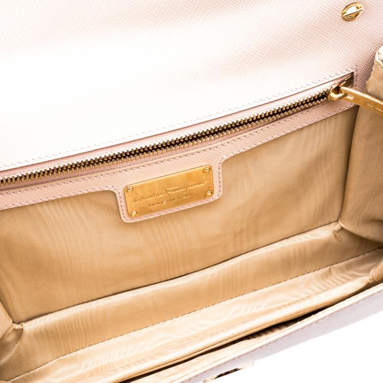 Pre Owned Salvatore Ferragamo Blush Pink Leather Ginny Shoulder Bag