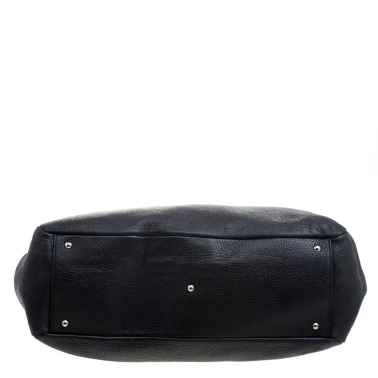 Pre Owned Salvatore Ferragamo Black Leather Belted Satchel