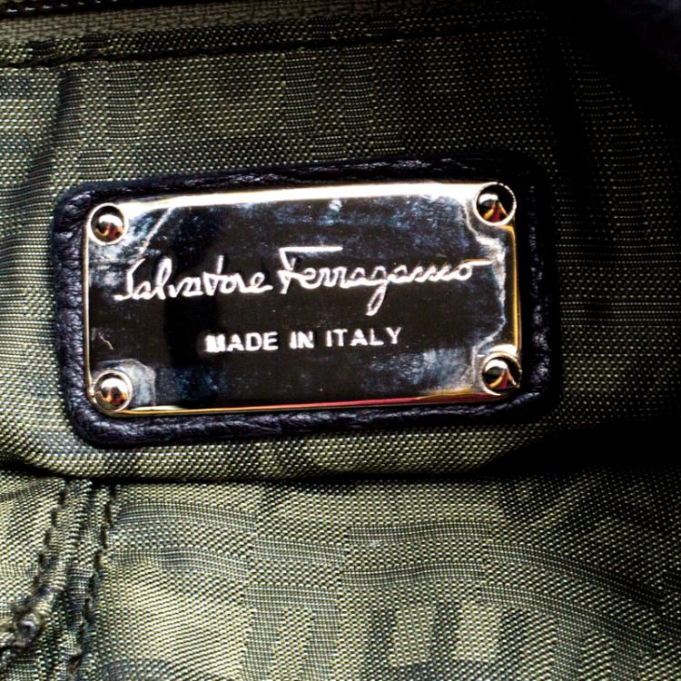 Pre Owned Salvatore Ferragamo Black Leather Belted Satchel