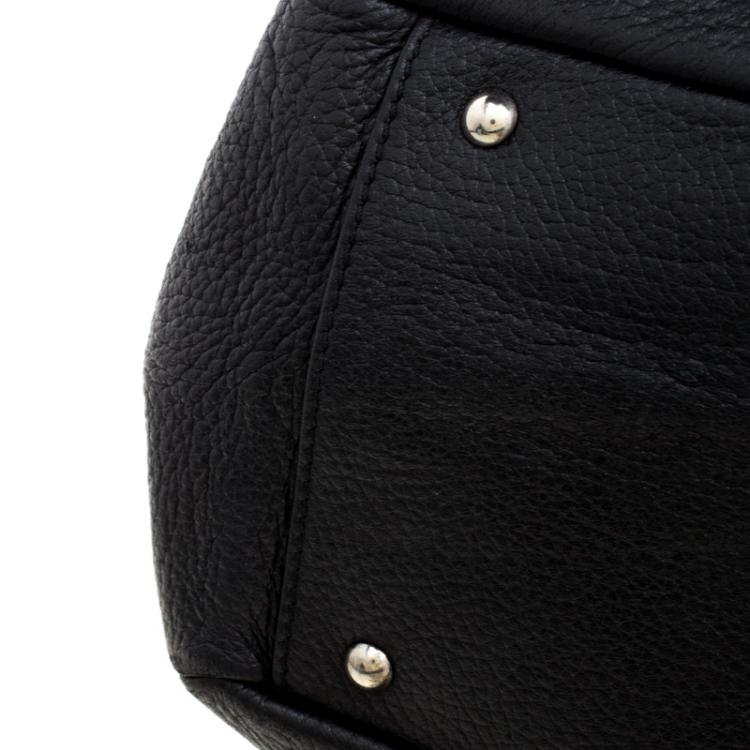 Pre Owned Salvatore Ferragamo Black Leather Belted Satchel