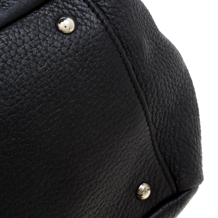 Pre Owned Salvatore Ferragamo Black Leather Belted Satchel