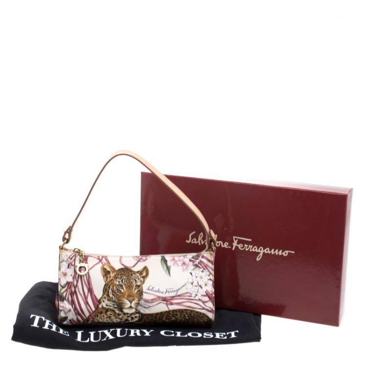 Pre Owned Salvatore Ferragamo Nylon Jungle Print Pochette