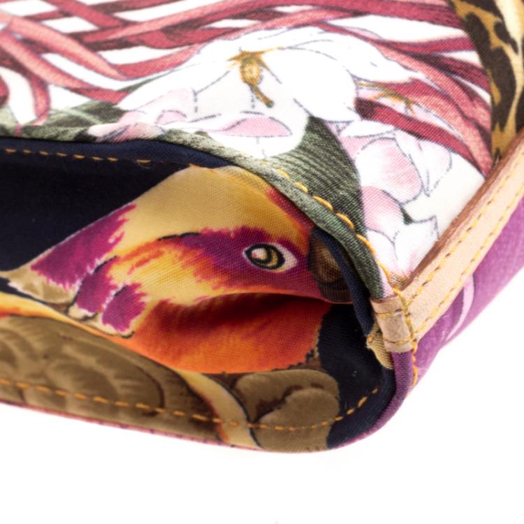 Pre Owned Salvatore Ferragamo Nylon Jungle Print Pochette