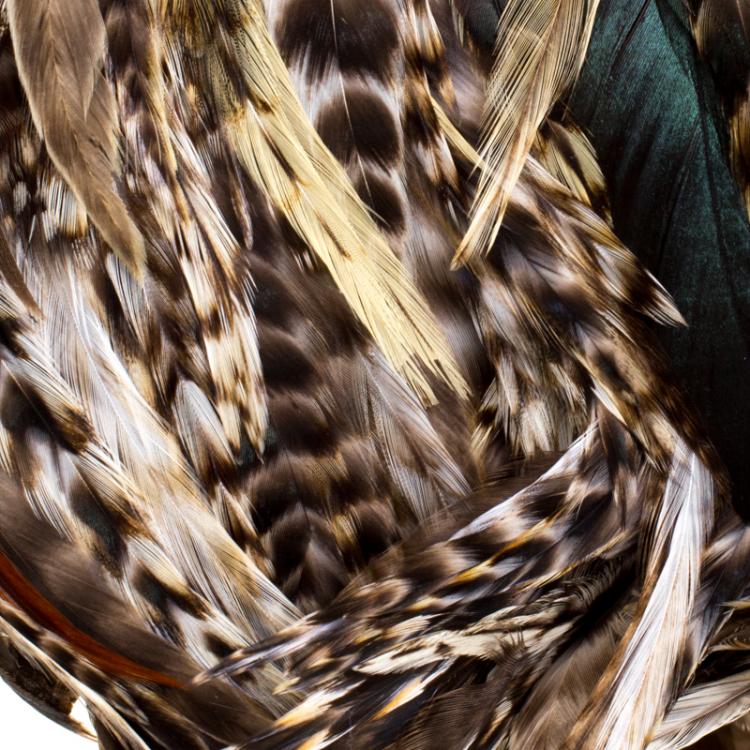 Pre Owned Salvatore Ferragamo Multicolor Pheasant Feather Bag