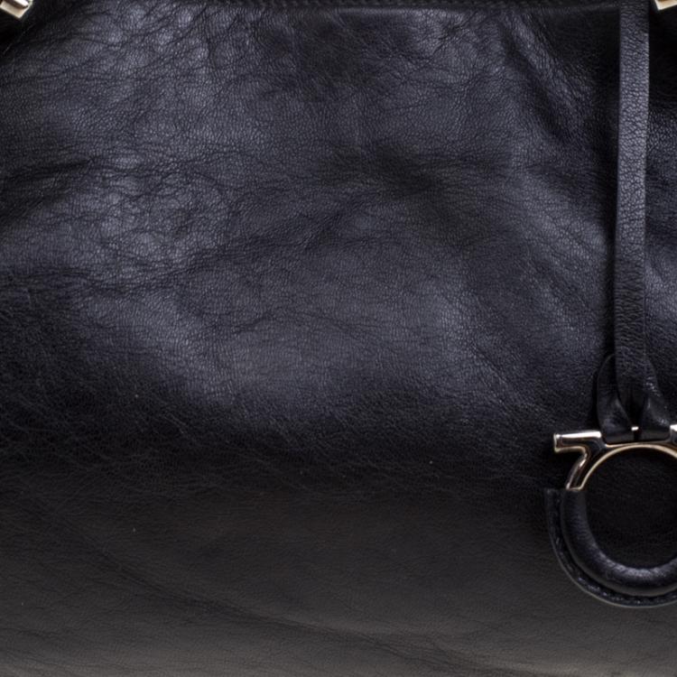 Pre Owned Salvatore Ferragamo Black Leather Shoulder Bag